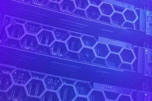 Server racks symbolizing AI-driven automation in Medicare fraud and waste reduction.